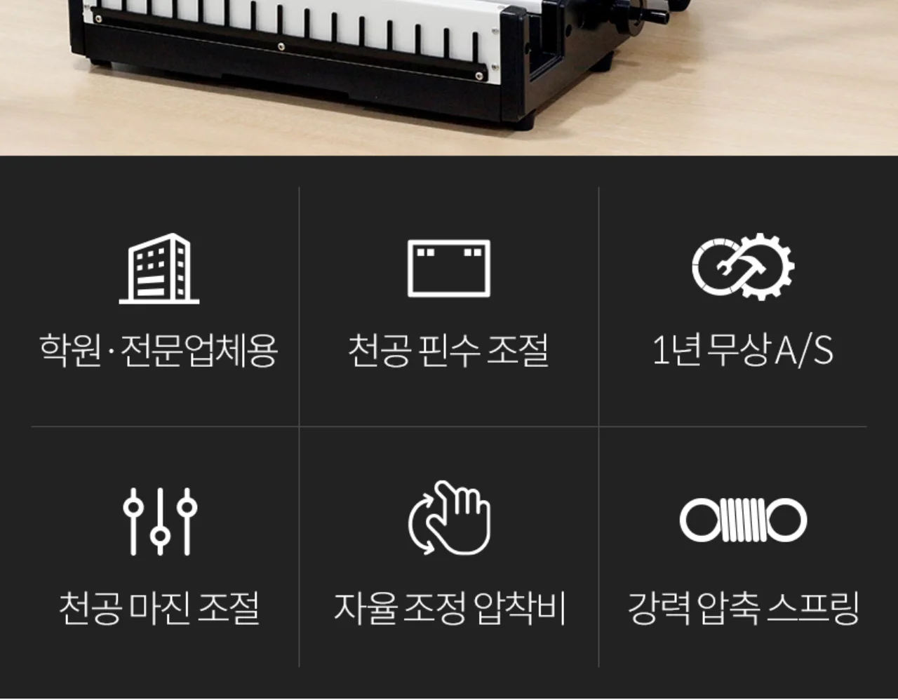 와이어링 제본기 KWB-W25DUO 3대1(3:1) 2대1(2:1) 겸용 상세 이미지 3
