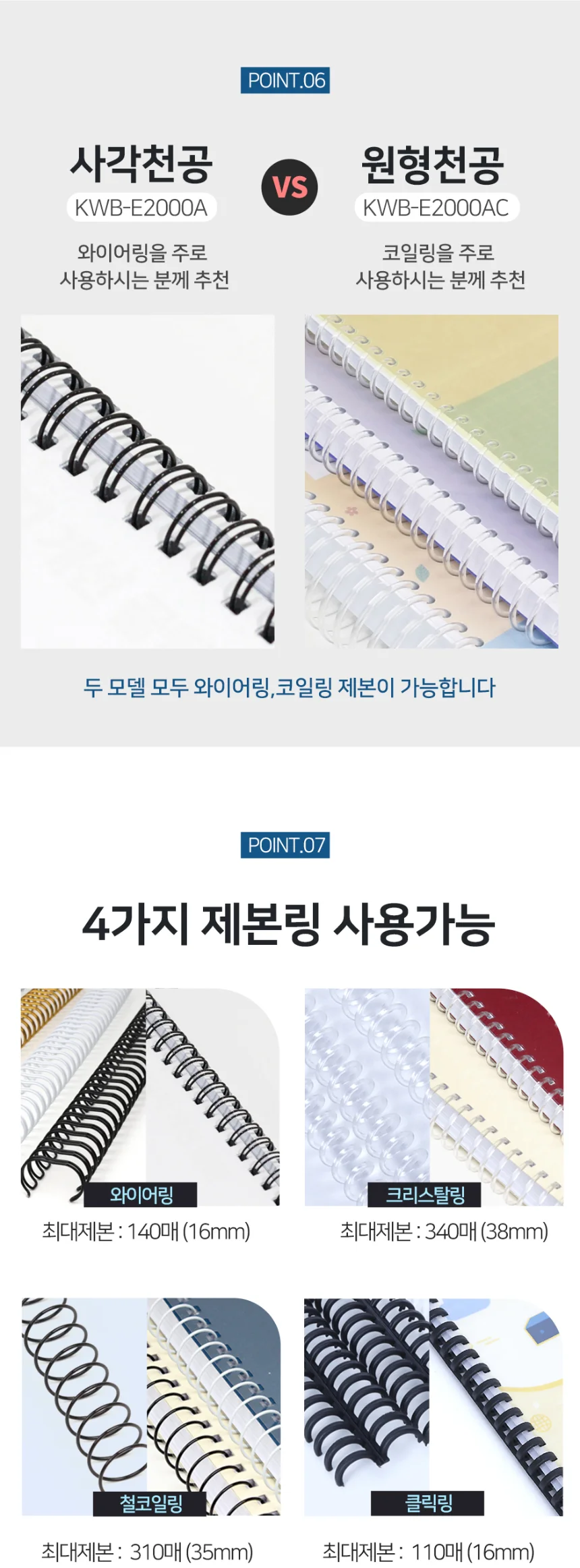 코라미 전동 와이어링 제본기 KWB-E2000A 사각천공 전동형 스프링 제본기계 스크레치상품 반품상품 사은품 보증기간 신상품동일 상세 이미지 13