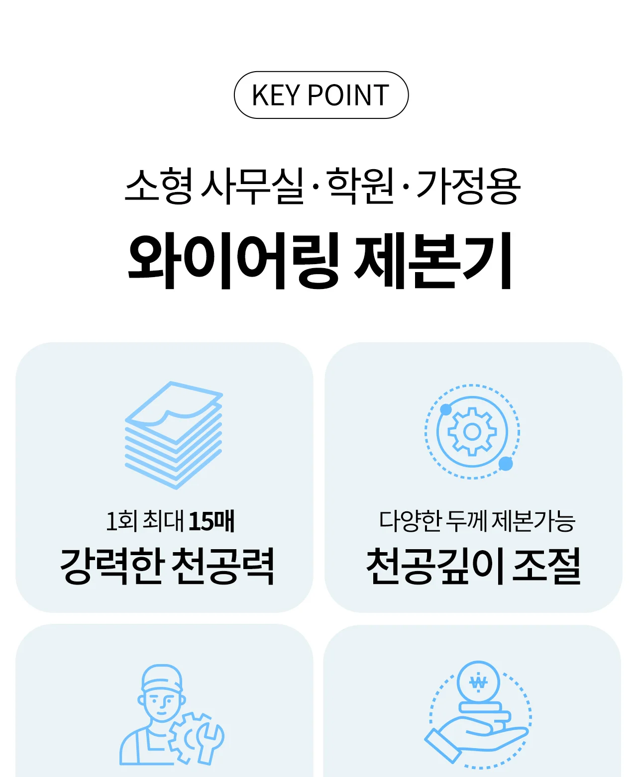 코라미 KWB-W15C 3:1 와이어링 제본기 원형천공 U자형핸들 상세 이미지 6