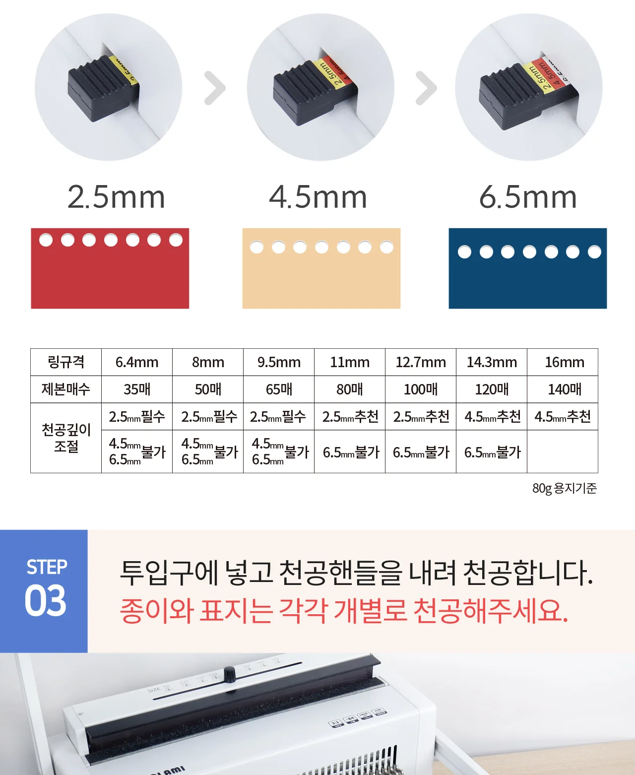 와이어링 제본기 KWB-W25AC 원형천공 상세 이미지 40