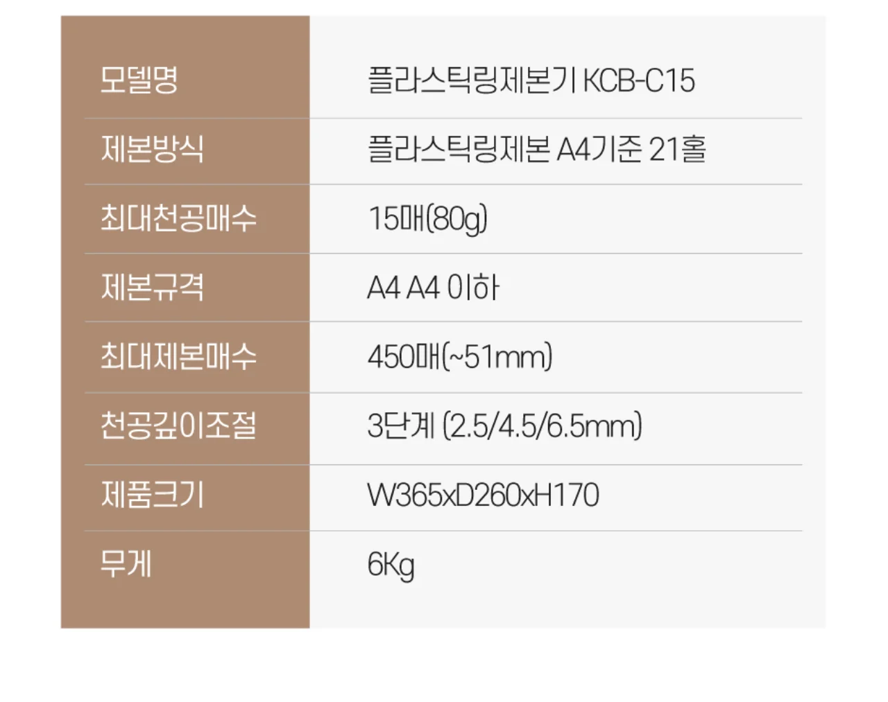 플라스틱링 제본기 KCB-C15 상세 이미지 18