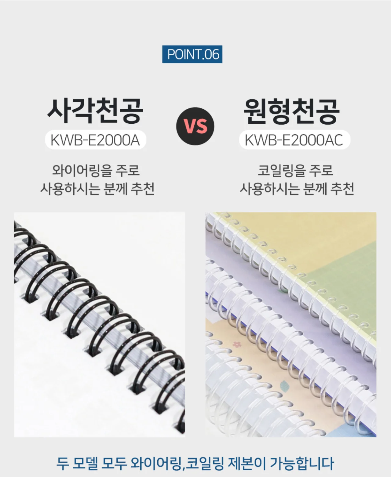 전동 와이어링 제본기 KWB-E2000A 사각천공 상세 이미지 19