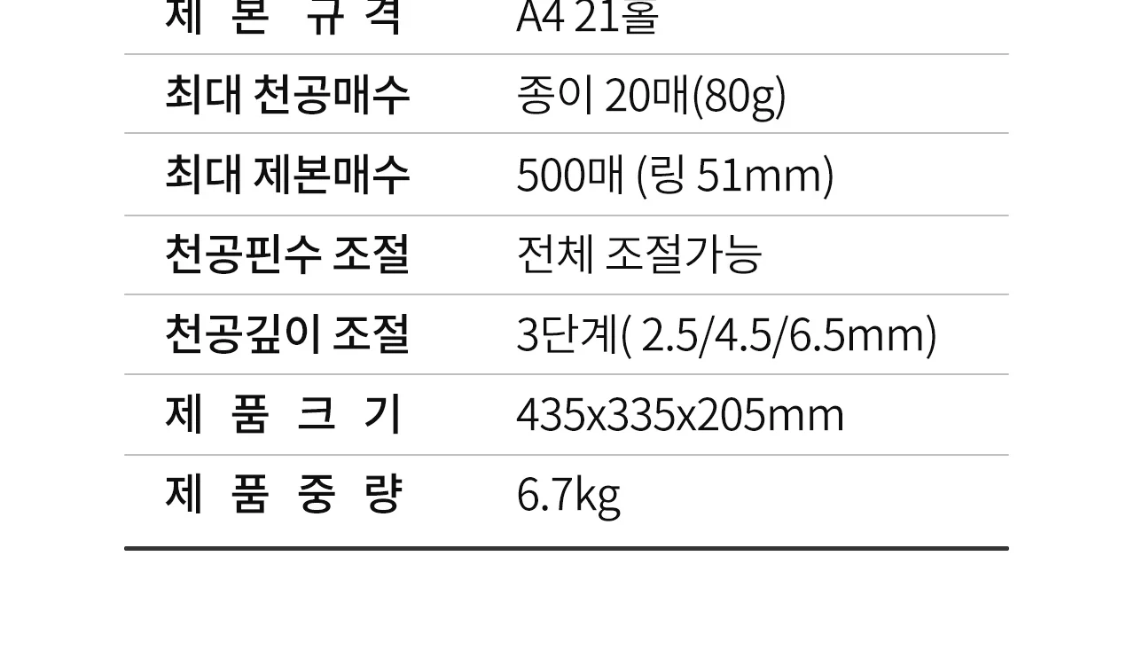 플라스틱링 제본기 KCB-C20A 상세 이미지 5